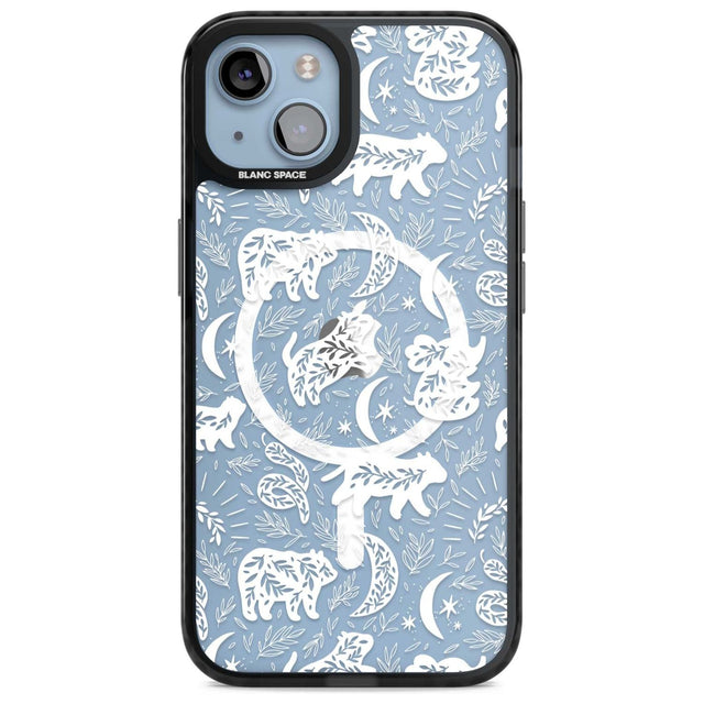 Forest Animal Silhouettes: White/Clear Phone Case iPhone 15 / Magsafe Black Impact Case,iPhone 15 Plus / Magsafe Black Impact Case,iPhone 13 / Magsafe Black Impact Case,iPhone 14 / Magsafe Black Impact Case,iPhone 14 Plus / Magsafe Black Impact Case Blanc Space