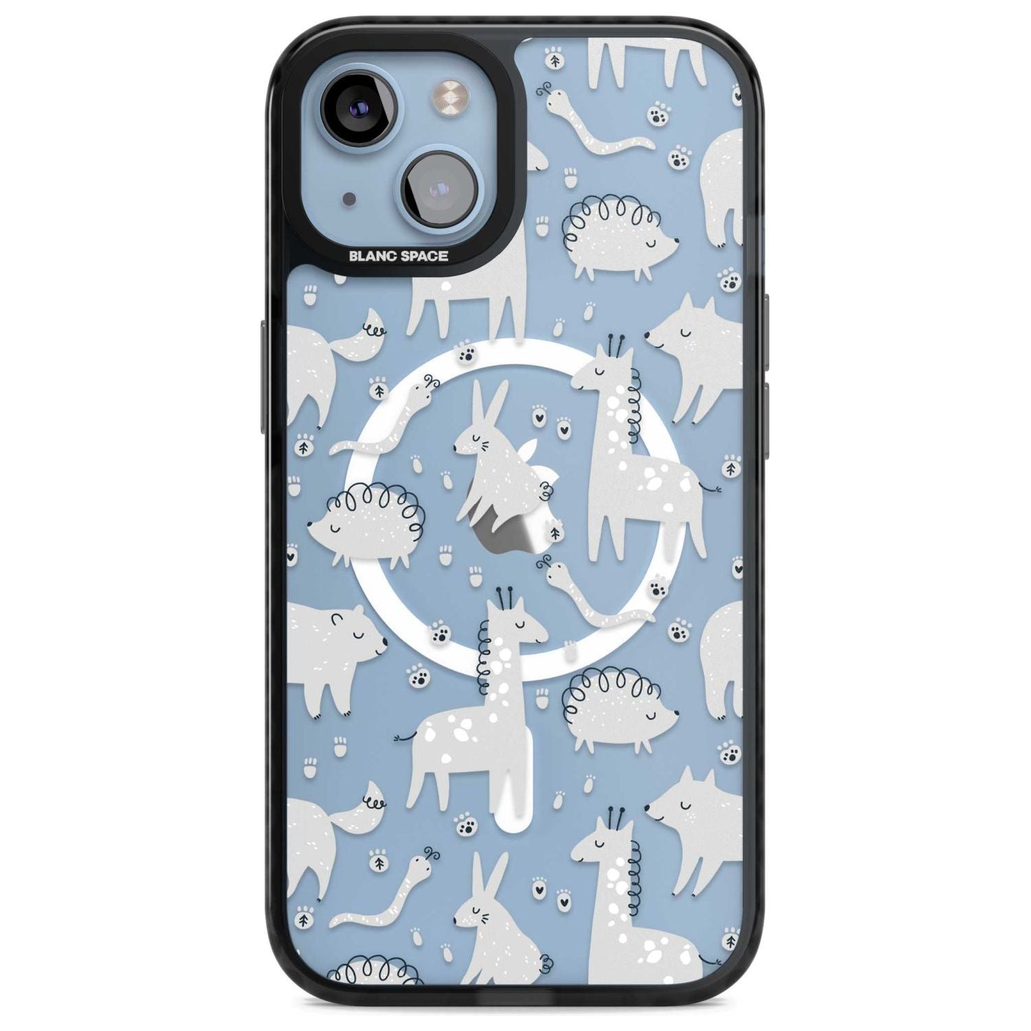 Adorable Mixed Animals Pattern (Clear) Phone Case iPhone 15 Plus / Magsafe Black Impact Case,iPhone 15 / Magsafe Black Impact Case,iPhone 14 Plus / Magsafe Black Impact Case,iPhone 14 / Magsafe Black Impact Case,iPhone 13 / Magsafe Black Impact Case Blanc Space