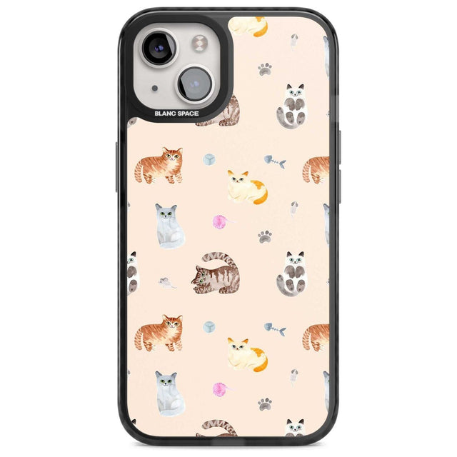 Cats with Toys Phone Case iPhone 15 Plus / Magsafe Black Impact Case,iPhone 15 / Magsafe Black Impact Case,iPhone 14 Plus / Magsafe Black Impact Case,iPhone 14 / Magsafe Black Impact Case,iPhone 13 / Magsafe Black Impact Case Blanc Space