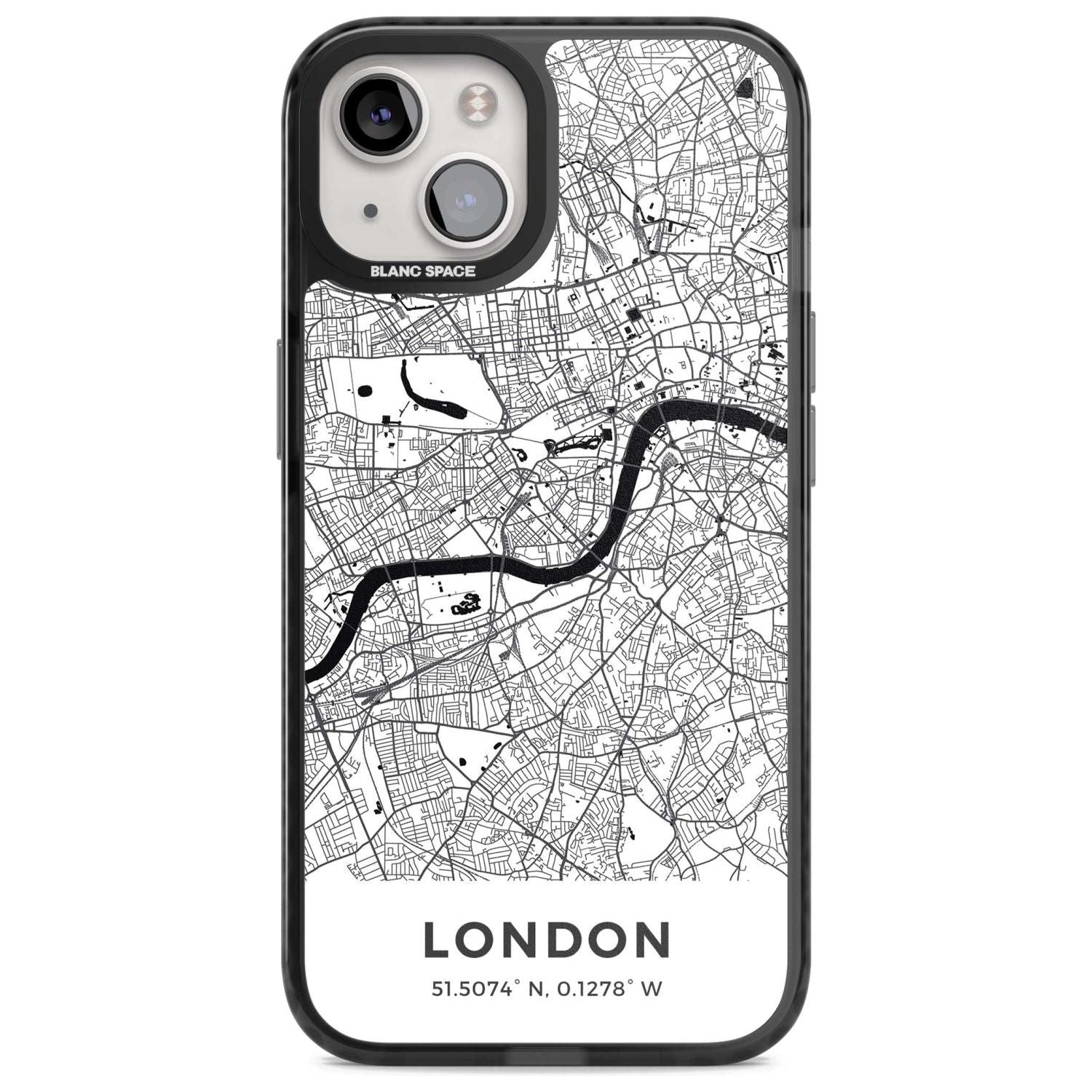 Map of London, England Phone Case iPhone 15 Plus / Magsafe Black Impact Case,iPhone 15 / Magsafe Black Impact Case,iPhone 14 Plus / Magsafe Black Impact Case,iPhone 14 / Magsafe Black Impact Case,iPhone 13 / Magsafe Black Impact Case Blanc Space