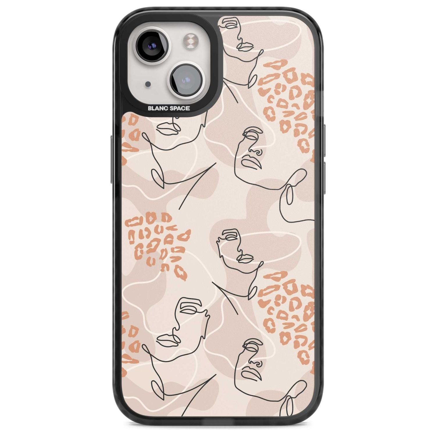 Leopard Print Stylish Abstract Faces Phone Case iPhone 15 Plus / Magsafe Black Impact Case,iPhone 15 / Magsafe Black Impact Case,iPhone 14 Plus / Magsafe Black Impact Case,iPhone 14 / Magsafe Black Impact Case,iPhone 13 / Magsafe Black Impact Case Blanc Space