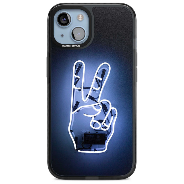 Peace Sign Hand Neon Sign Phone Case iPhone 15 Plus / Magsafe Black Impact Case,iPhone 15 / Magsafe Black Impact Case,iPhone 14 Plus / Magsafe Black Impact Case,iPhone 14 / Magsafe Black Impact Case,iPhone 13 / Magsafe Black Impact Case Blanc Space