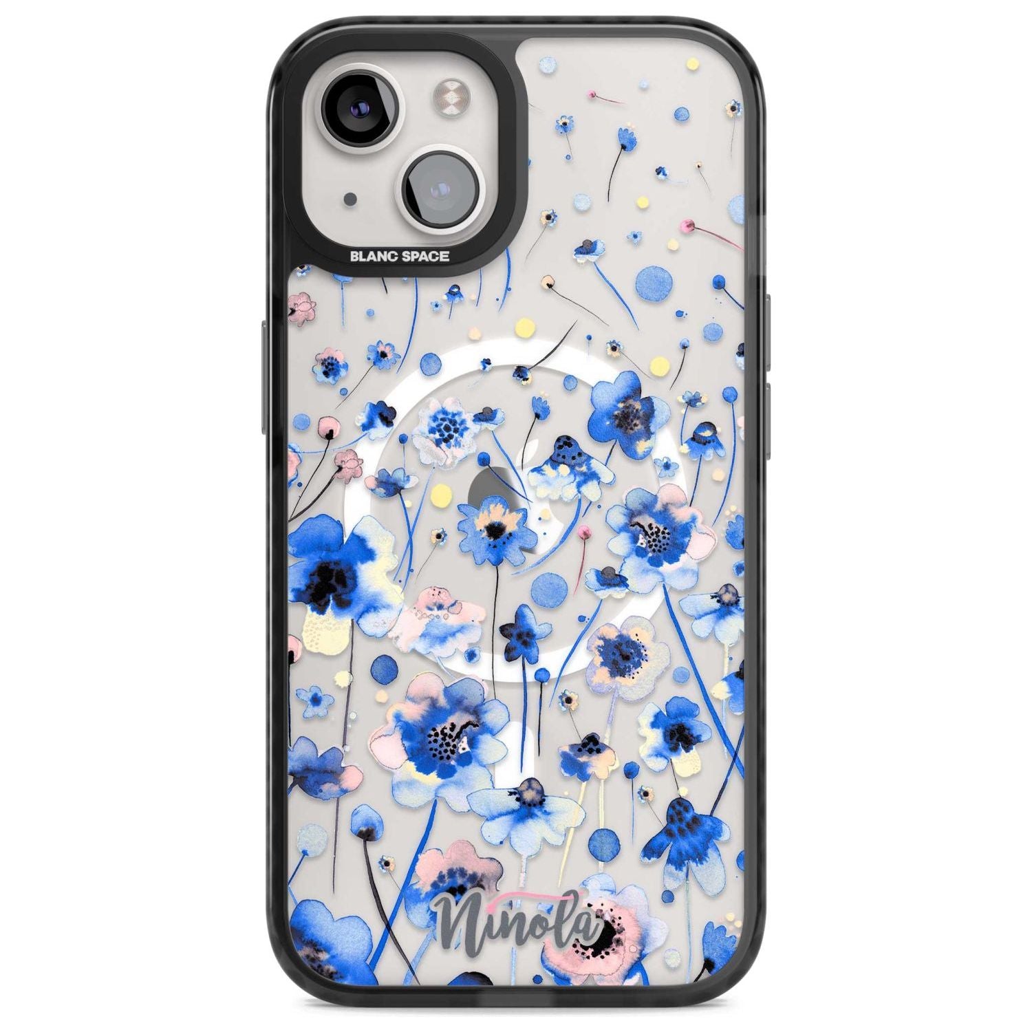 Ink Flowers Blue Phone Case iPhone 15 Plus / Magsafe Black Impact Case,iPhone 15 / Magsafe Black Impact Case,iPhone 14 Plus / Magsafe Black Impact Case,iPhone 14 / Magsafe Black Impact Case,iPhone 13 / Magsafe Black Impact Case Blanc Space