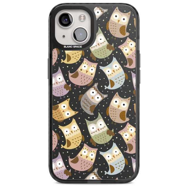 Cute Owl Pattern Phone Case iPhone 15 / Magsafe Black Impact Case,iPhone 15 Plus / Magsafe Black Impact Case,iPhone 13 / Magsafe Black Impact Case,iPhone 14 / Magsafe Black Impact Case,iPhone 14 Plus / Magsafe Black Impact Case Blanc Space