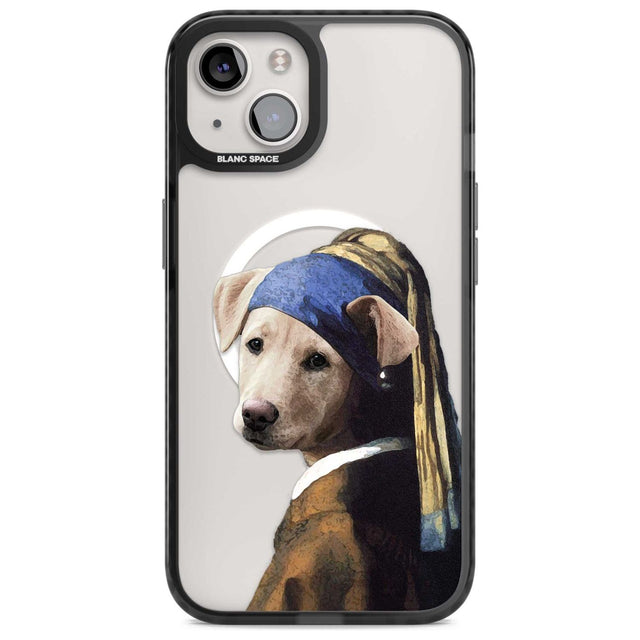 Doggo with a Pearl Earring Phone Case iPhone 15 Plus / Magsafe Black Impact Case,iPhone 15 / Magsafe Black Impact Case,iPhone 14 Plus / Magsafe Black Impact Case,iPhone 14 / Magsafe Black Impact Case,iPhone 13 / Magsafe Black Impact Case Blanc Space