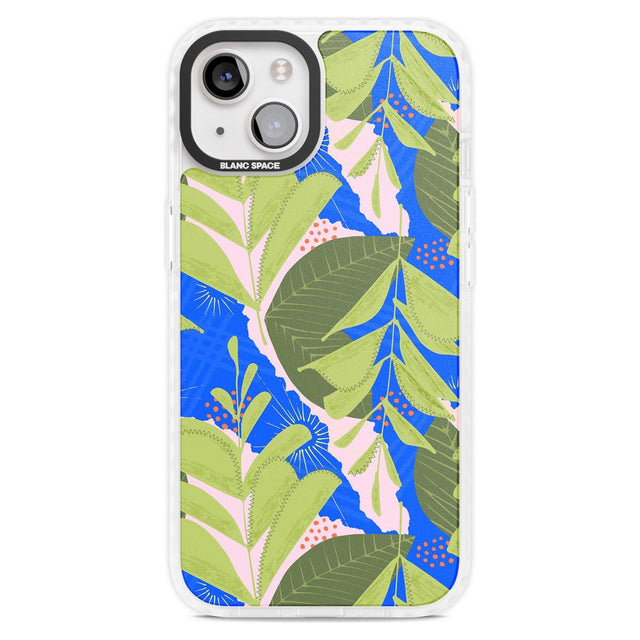 Fern Leaves Abstract Pattern Phone Case iPhone 15 Plus / Magsafe Impact Case,iPhone 15 / Magsafe Impact Case Blanc Space