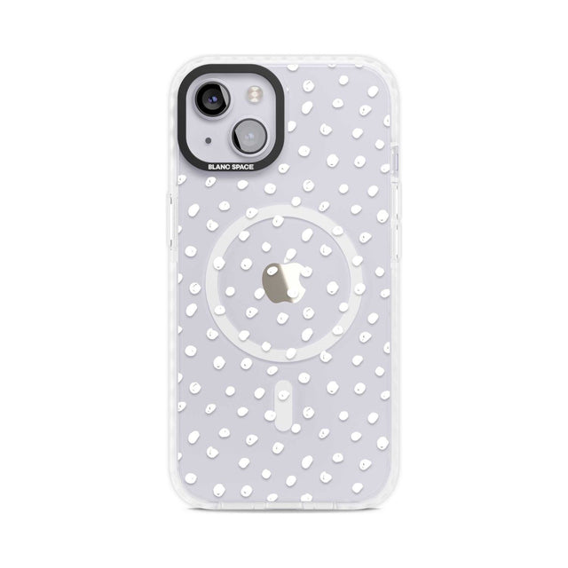 Messy White Dot Pattern Phone Case iPhone 15 Plus / Magsafe Impact Case,iPhone 15 / Magsafe Impact Case Blanc Space