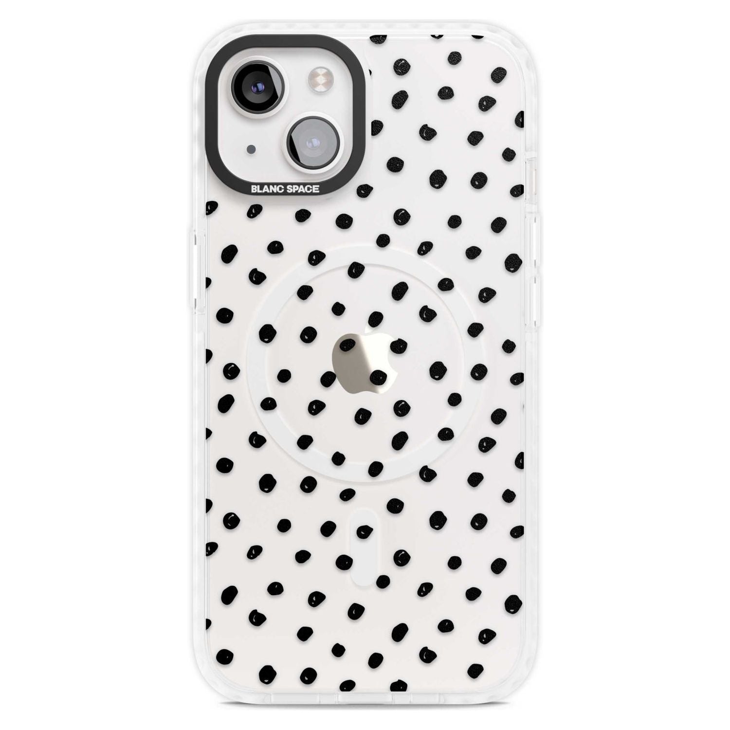 Messy Black Dot Pattern Phone Case iPhone 15 Plus / Magsafe Impact Case,iPhone 15 / Magsafe Impact Case Blanc Space