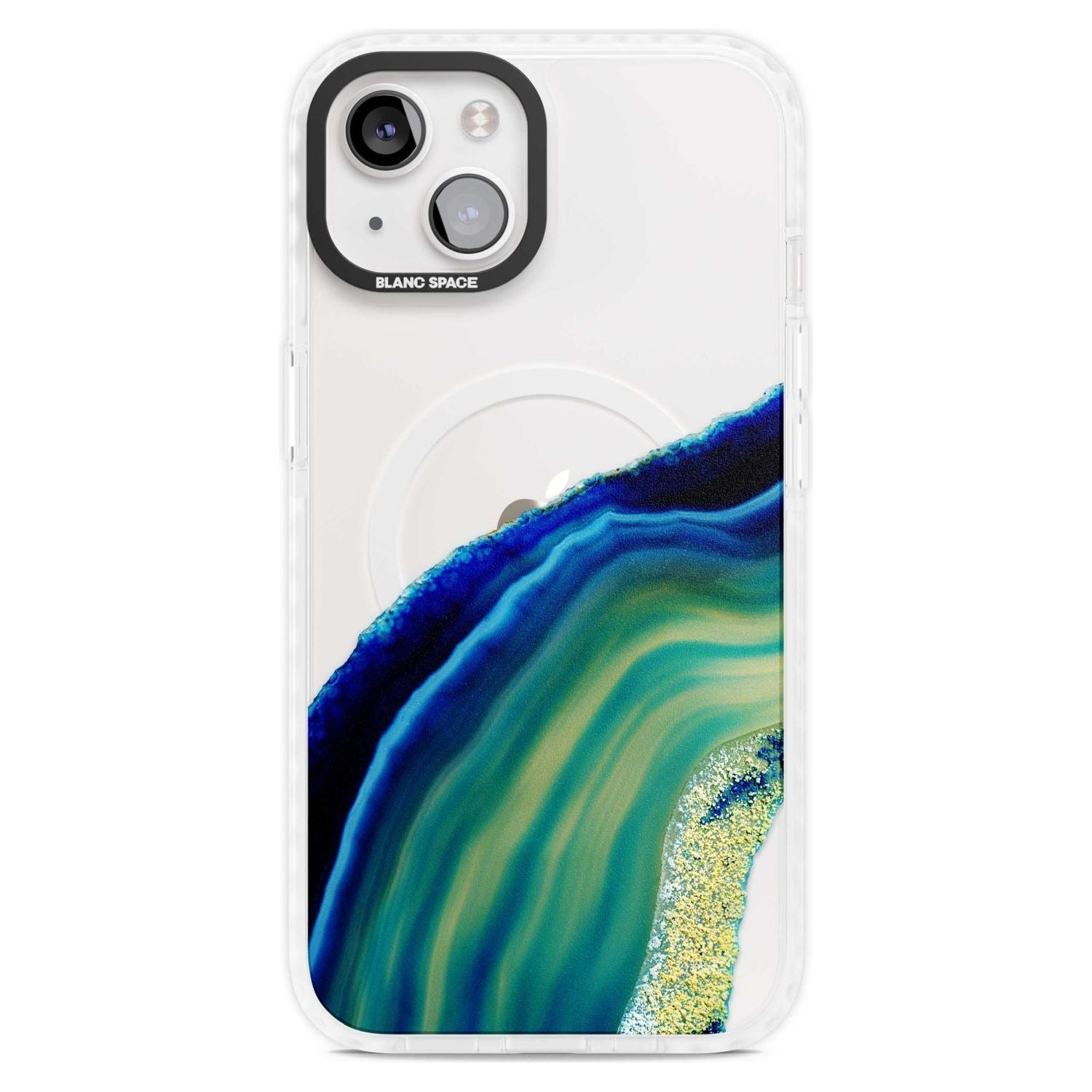Green & Blue Gemstone Crystal Phone Case iPhone 15 Plus / Magsafe Impact Case,iPhone 15 / Magsafe Impact Case Blanc Space