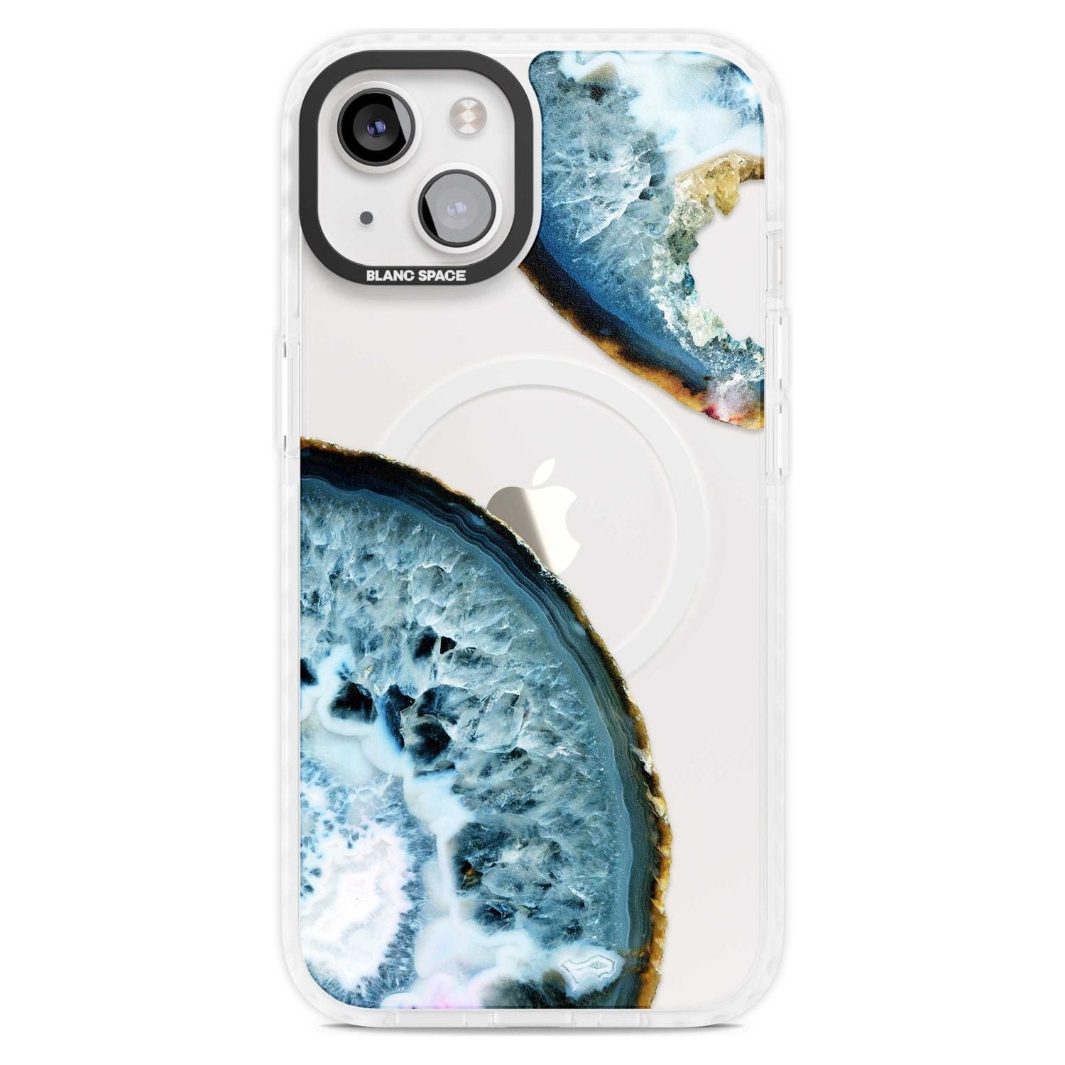 Blue, White & Yellow Agate Gemstone Phone Case iPhone 15 Plus / Magsafe Impact Case,iPhone 15 / Magsafe Impact Case Blanc Space