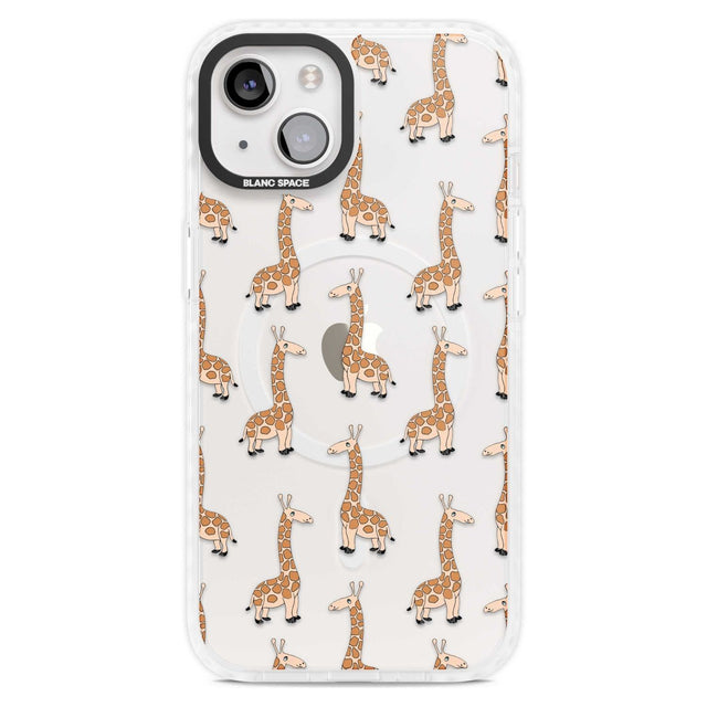 Cute Giraffe Pattern Clear Phone Case iPhone 15 Plus / Magsafe Impact Case,iPhone 15 / Magsafe Impact Case Blanc Space