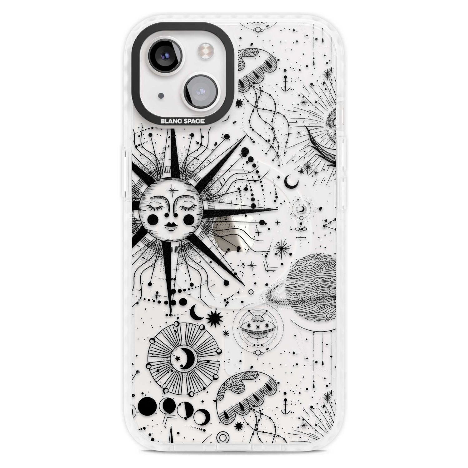 Large Sun Vintage Astrological Phone Case iPhone 15 Plus / Magsafe Impact Case,iPhone 15 / Magsafe Impact Case Blanc Space