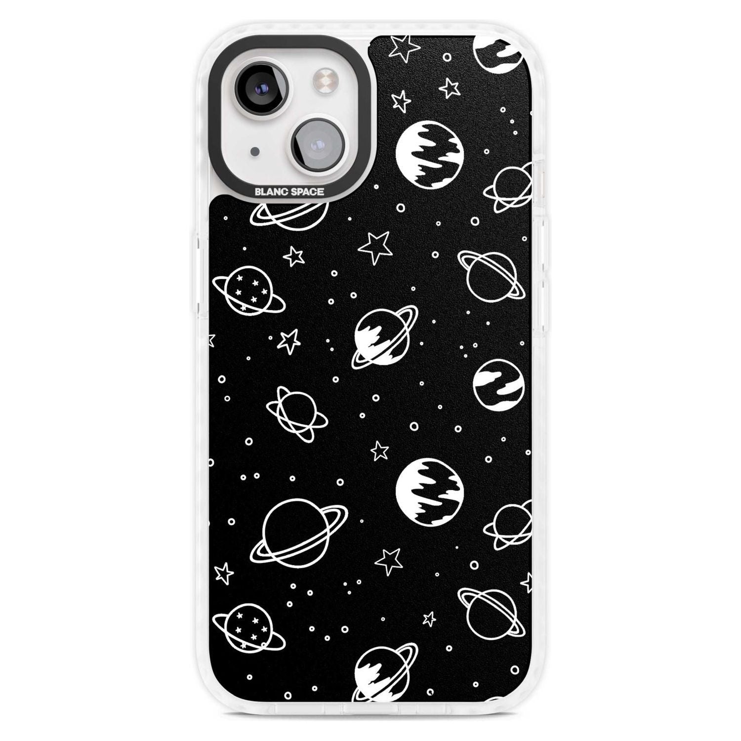 Cosmic Outer Space Design White on Black Phone Case iPhone 15 Plus / Magsafe Impact Case,iPhone 15 / Magsafe Impact Case Blanc Space