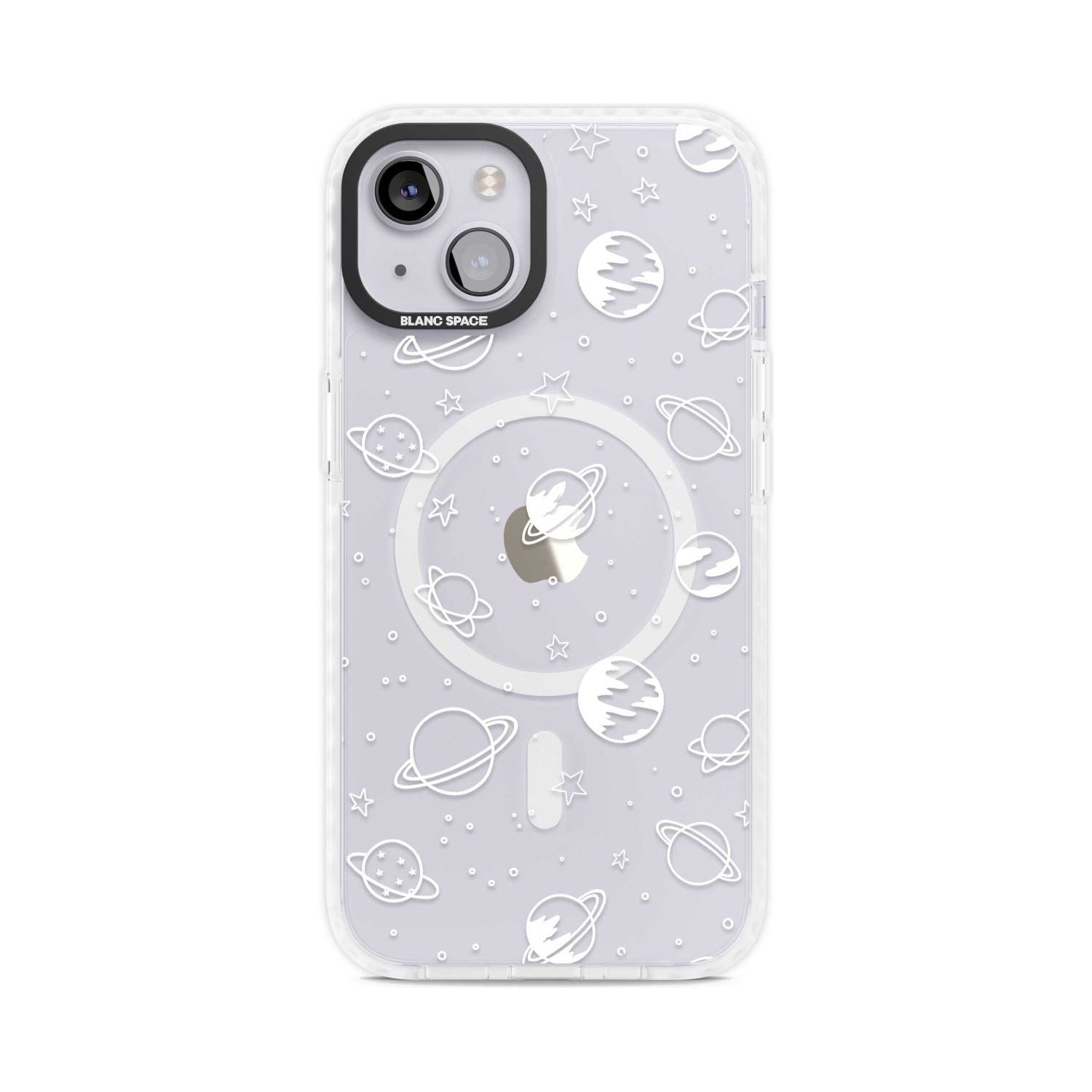 Cosmic Outer Space Design White on Clear Phone Case iPhone 15 Plus / Magsafe Impact Case,iPhone 15 / Magsafe Impact Case Blanc Space
