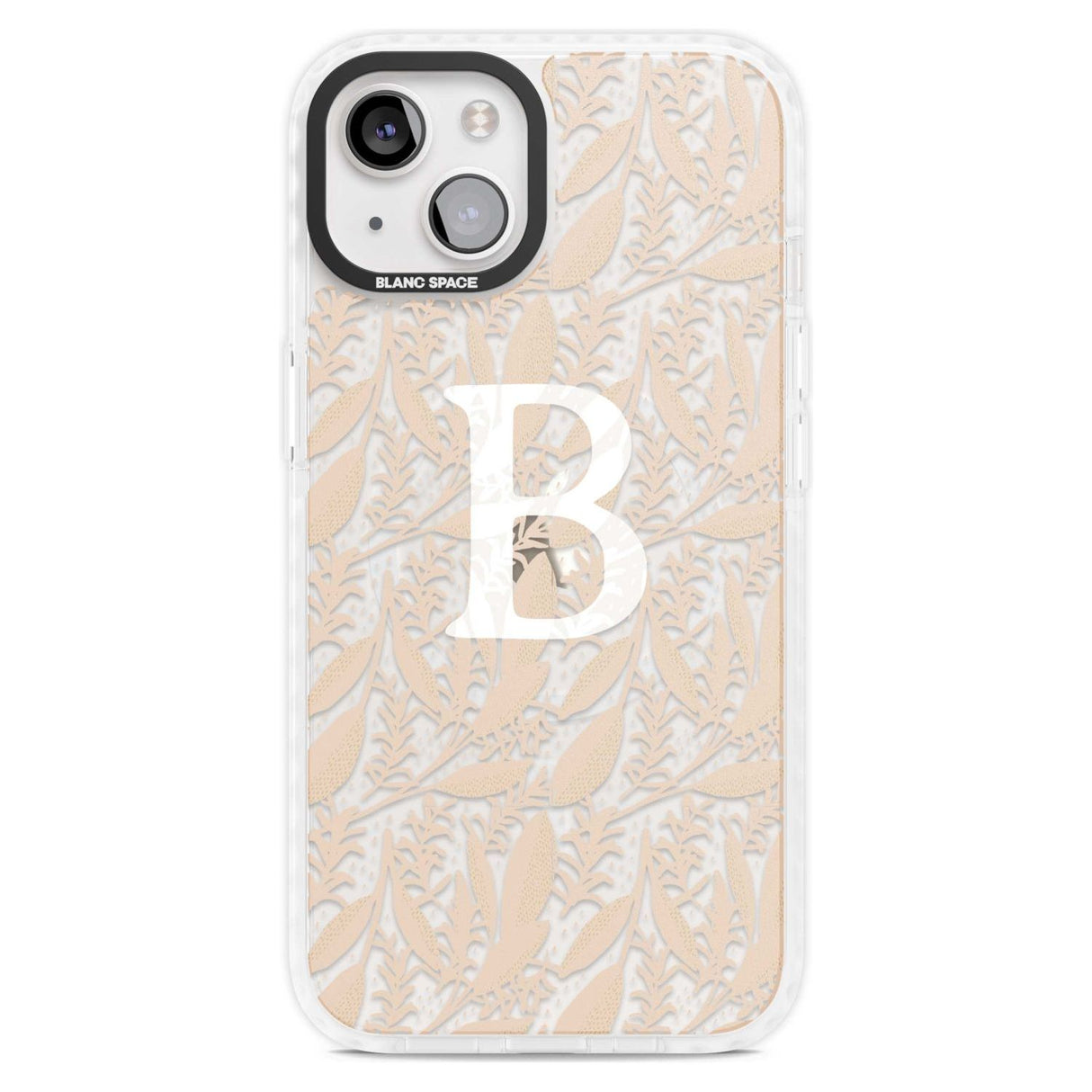 Personalised Subtle Monogram Abstract Floral Custom Phone Case iPhone 15 Plus / Magsafe Impact Case,iPhone 15 / Magsafe Impact Case Blanc Space