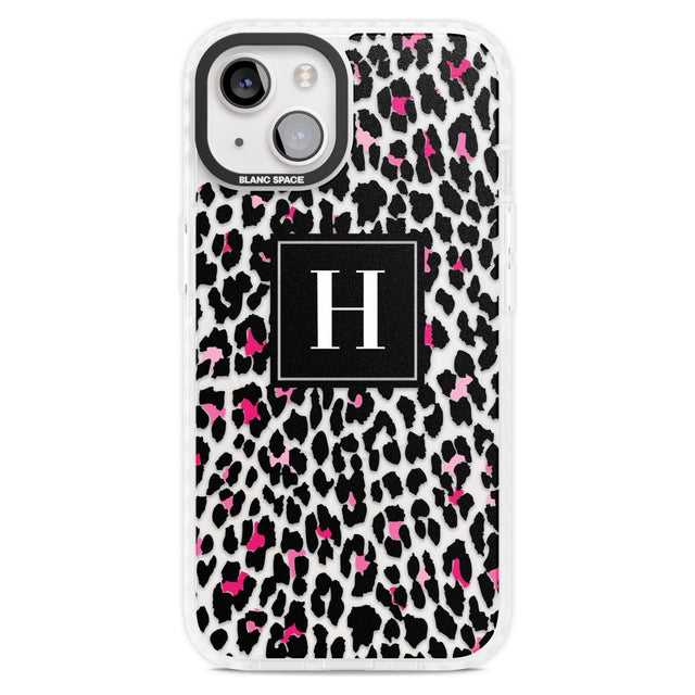 Personalised Pink Monogram Leopard Spots Custom Phone Case iPhone 15 Plus / Magsafe Impact Case,iPhone 15 / Magsafe Impact Case Blanc Space