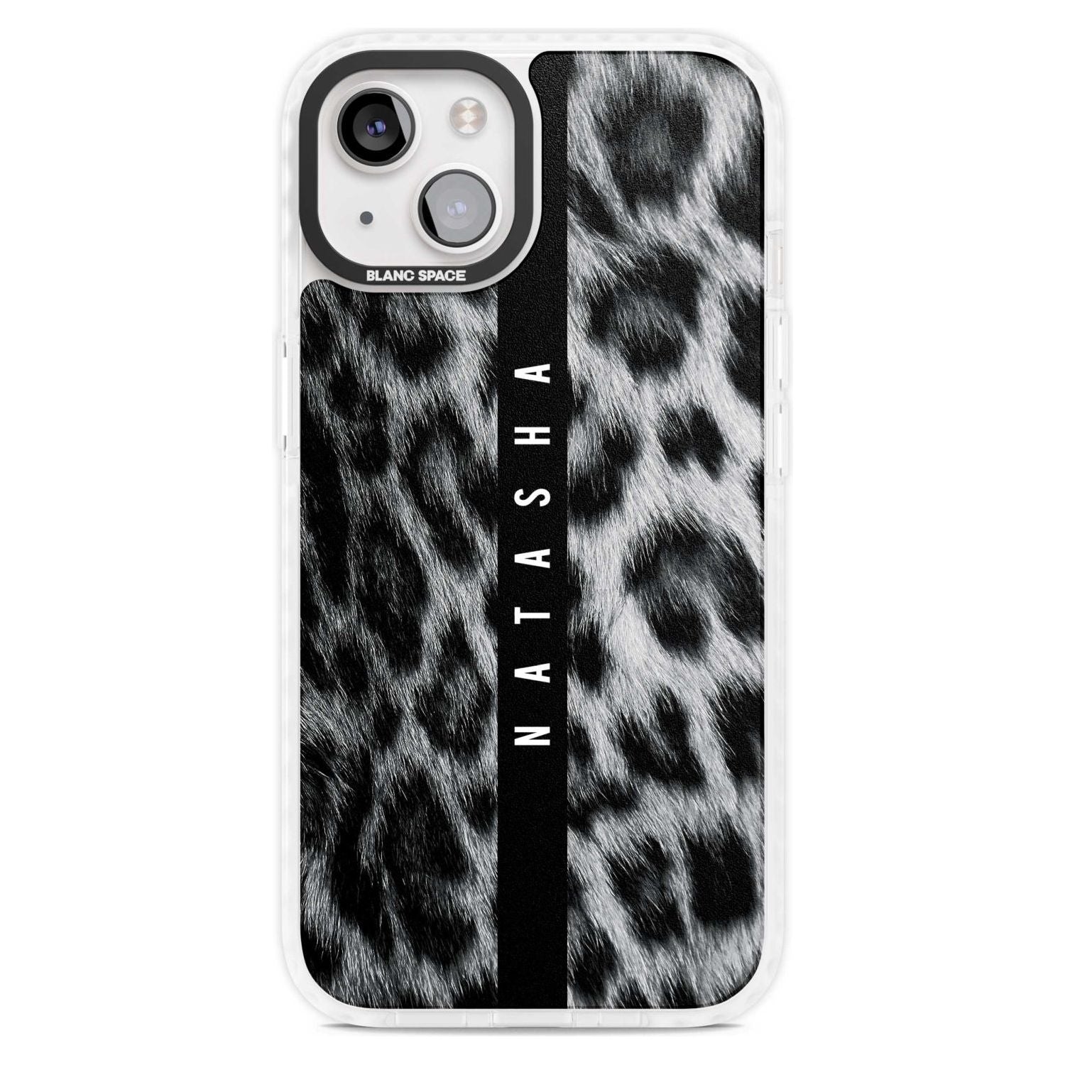 Personalised Snow Leopard Print Custom Phone Case iPhone 15 Plus / Magsafe Impact Case,iPhone 15 / Magsafe Impact Case Blanc Space