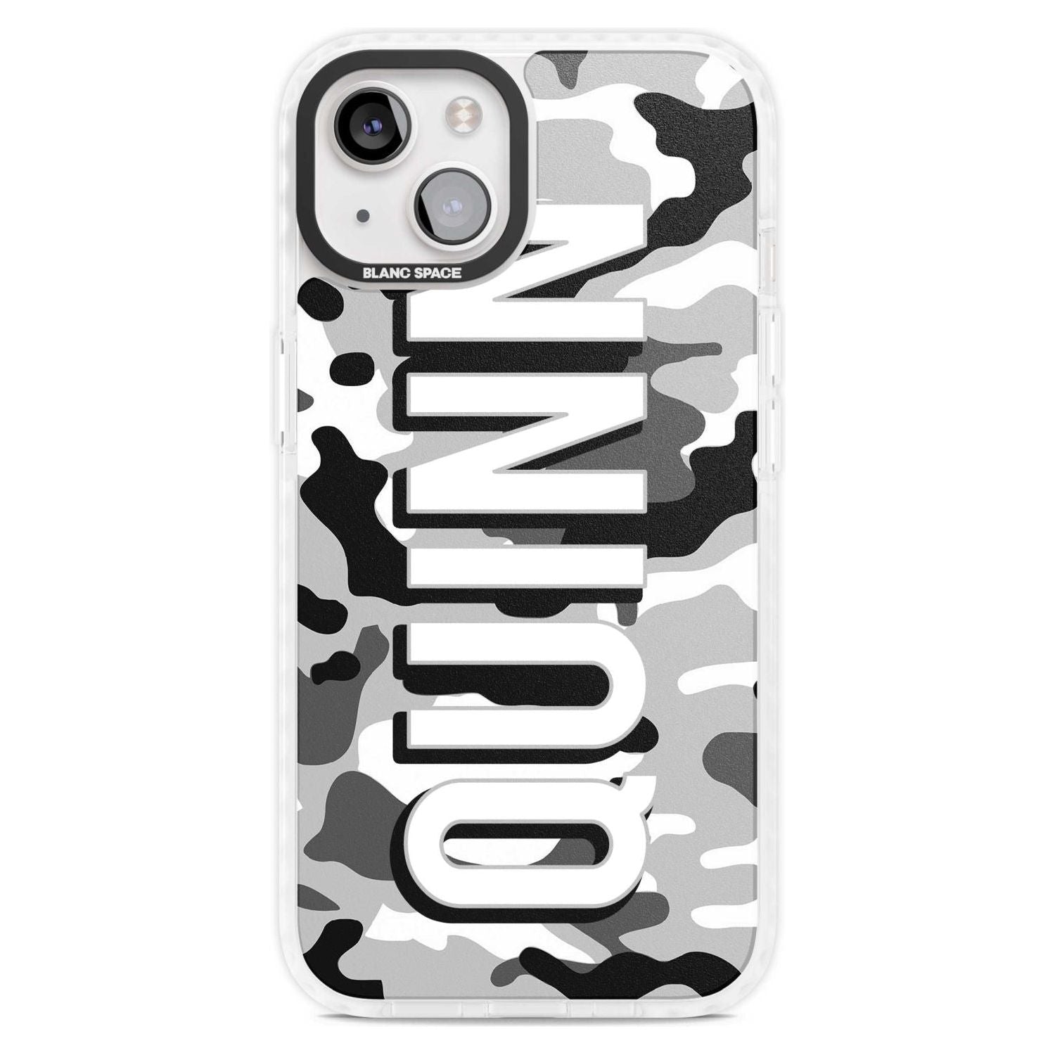 Personalised Greyscale Camo Custom Phone Case iPhone 15 Plus / Magsafe Impact Case,iPhone 15 / Magsafe Impact Case Blanc Space