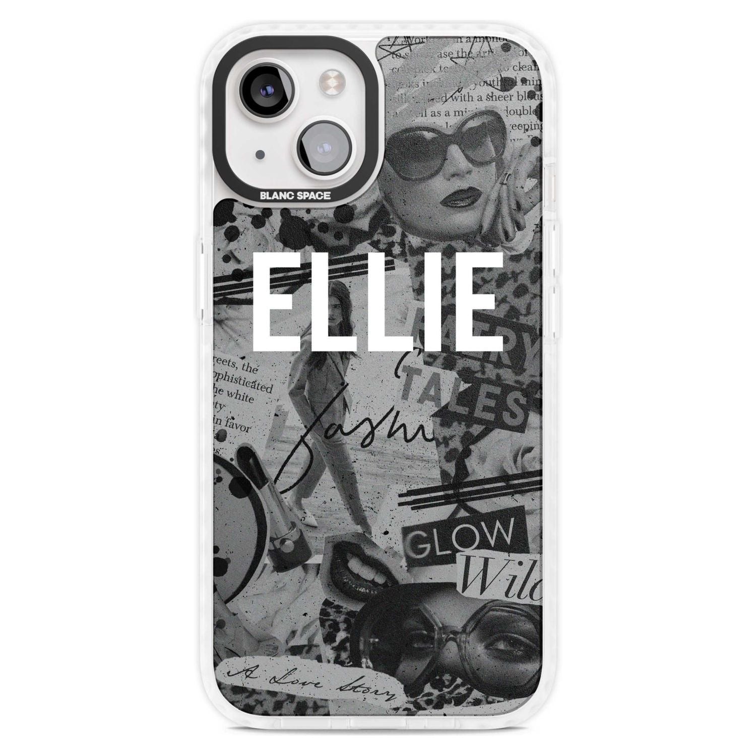 Personalised Grey Scale Fashion Collage Custom Phone Case iPhone 15 Plus / Magsafe Impact Case,iPhone 15 / Magsafe Impact Case Blanc Space