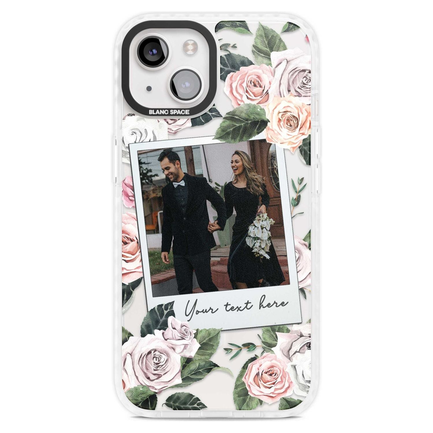 Personalised Floral Instant Film Photo Custom Phone Case iPhone 15 Plus / Magsafe Impact Case,iPhone 15 / Magsafe Impact Case Blanc Space