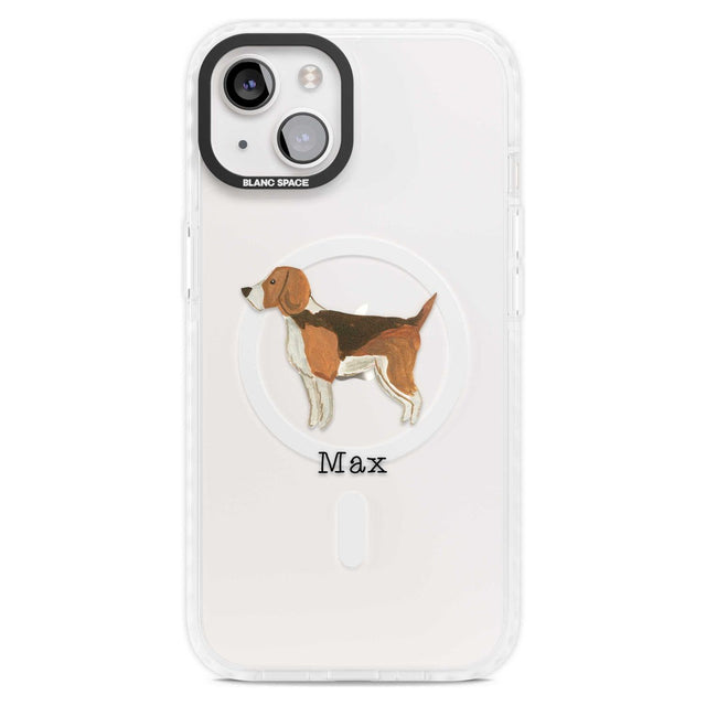 Personalised Hand Painted Beagle Custom Phone Case iPhone 15 Plus / Magsafe Impact Case,iPhone 15 / Magsafe Impact Case Blanc Space