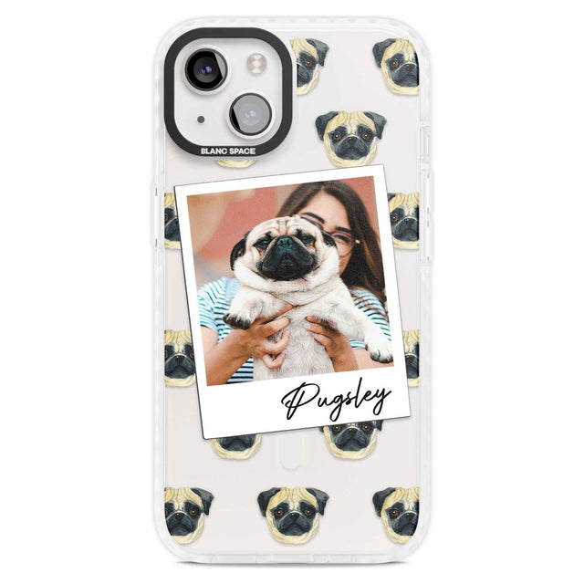 Personalised Pug - Dog Photo Custom Phone Case iPhone 15 Plus / Magsafe Impact Case,iPhone 15 / Magsafe Impact Case Blanc Space