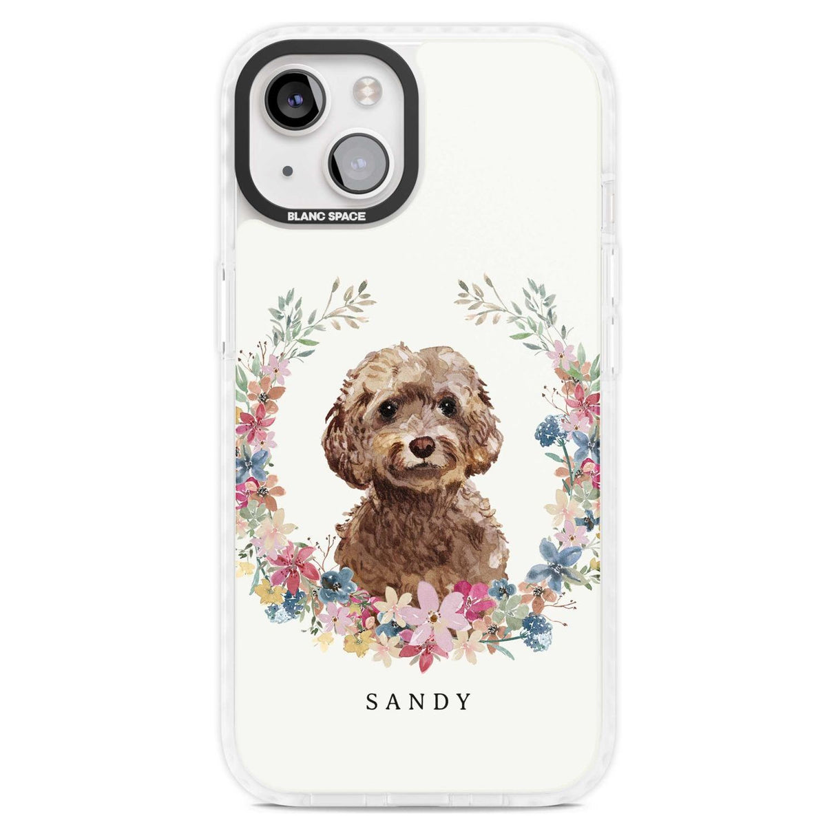 Personalised Brown Cockapoo - Watercolour Dog Portrait Custom Phone Case iPhone 15 Plus / Magsafe Impact Case,iPhone 15 / Magsafe Impact Case Blanc Space