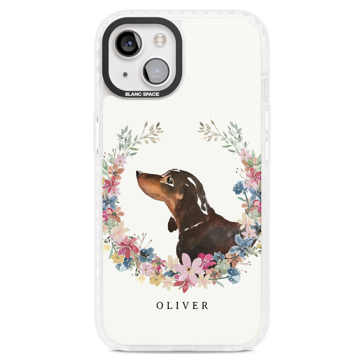 Personalised Black & Tan Dachshund - Watercolour Dog Portrait Custom Phone Case iPhone 15 Plus / Magsafe Impact Case,iPhone 15 / Magsafe Impact Case Blanc Space