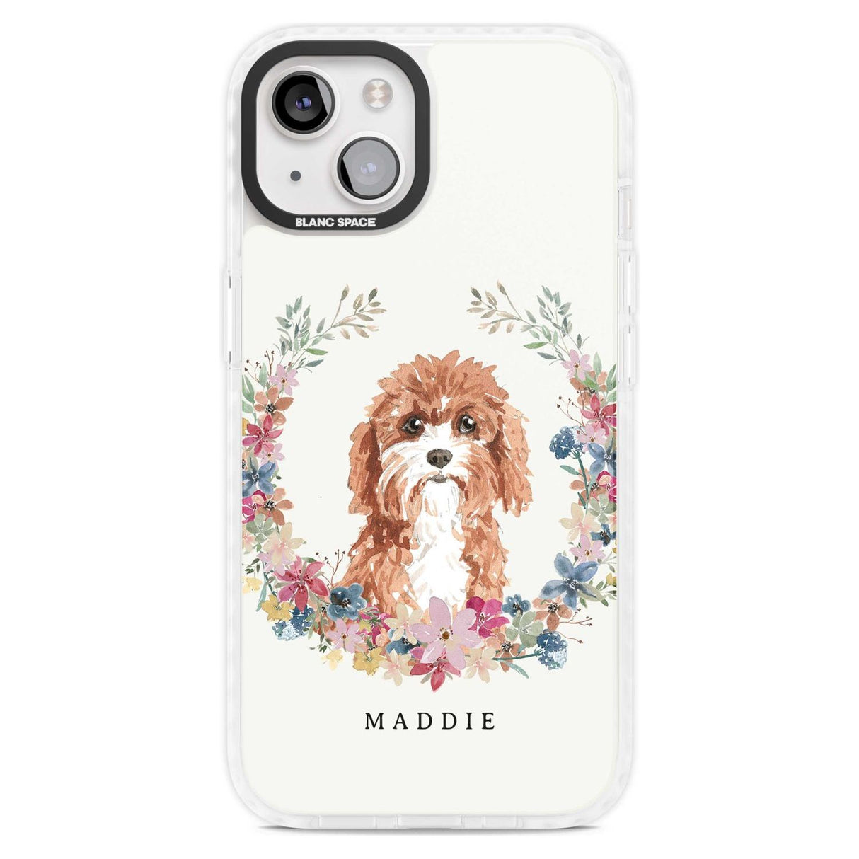 Personalised Cavapoo - Watercolour Dog Portrait Custom Phone Case iPhone 15 Plus / Magsafe Impact Case,iPhone 15 / Magsafe Impact Case Blanc Space