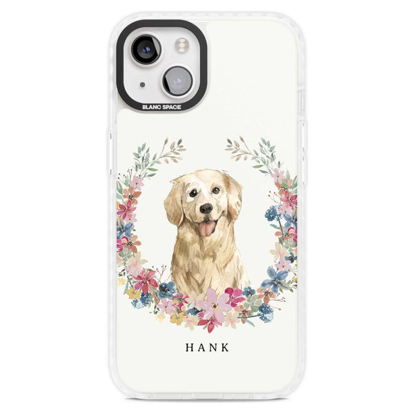 Personalised Golden Retriever Floral Portrait