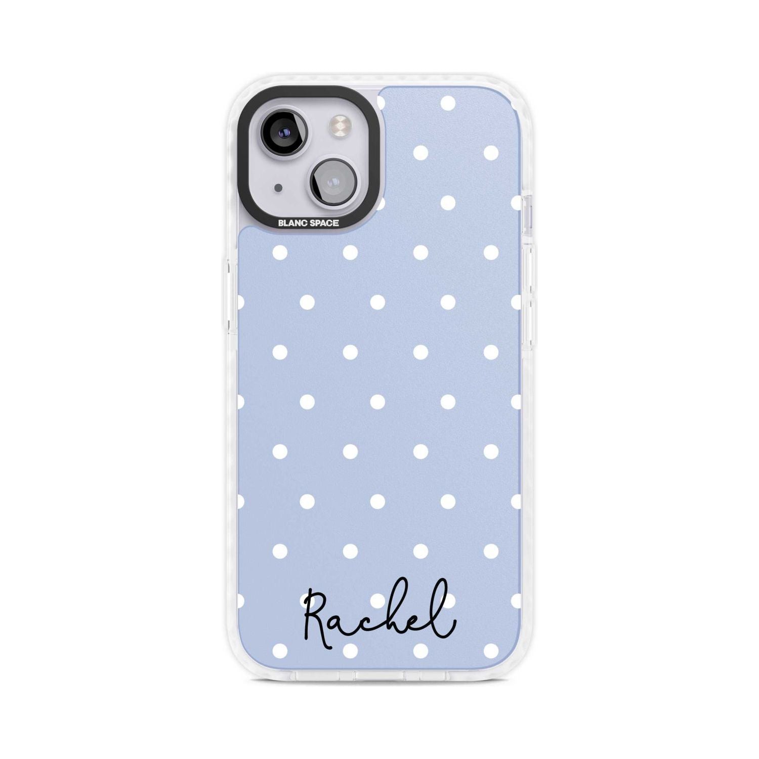 Personalised Simple Light Blue Dots Custom Phone Case iPhone 15 Plus / Magsafe Impact Case,iPhone 15 / Magsafe Impact Case Blanc Space