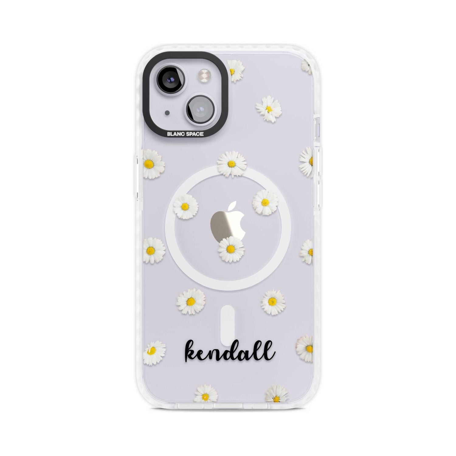Personalised White Daisies & Cursive Custom Phone Case iPhone 15 Plus / Magsafe Impact Case,iPhone 15 / Magsafe Impact Case Blanc Space