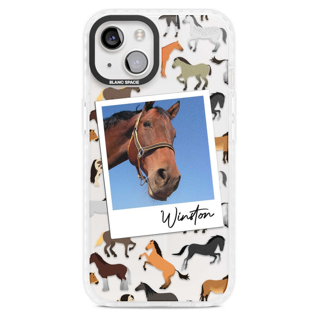 Personalised Horse Polaroid Custom Phone Case iPhone 15 Plus / Magsafe Impact Case,iPhone 15 / Magsafe Impact Case Blanc Space