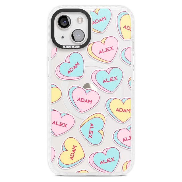 Personalised Text Love Hearts Custom Phone Case iPhone 15 Plus / Magsafe Impact Case,iPhone 15 / Magsafe Impact Case Blanc Space