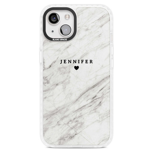 Personalised Light Grey & White Marble Texture Custom Phone Case iPhone 15 Plus / Magsafe Impact Case,iPhone 15 / Magsafe Impact Case Blanc Space