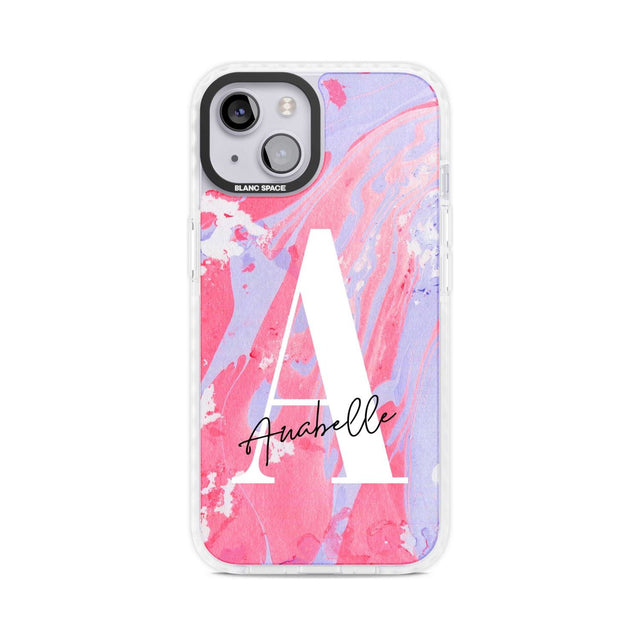 Personalised Pink & Purple - Marble Custom Phone Case iPhone 15 Plus / Magsafe Impact Case,iPhone 15 / Magsafe Impact Case Blanc Space