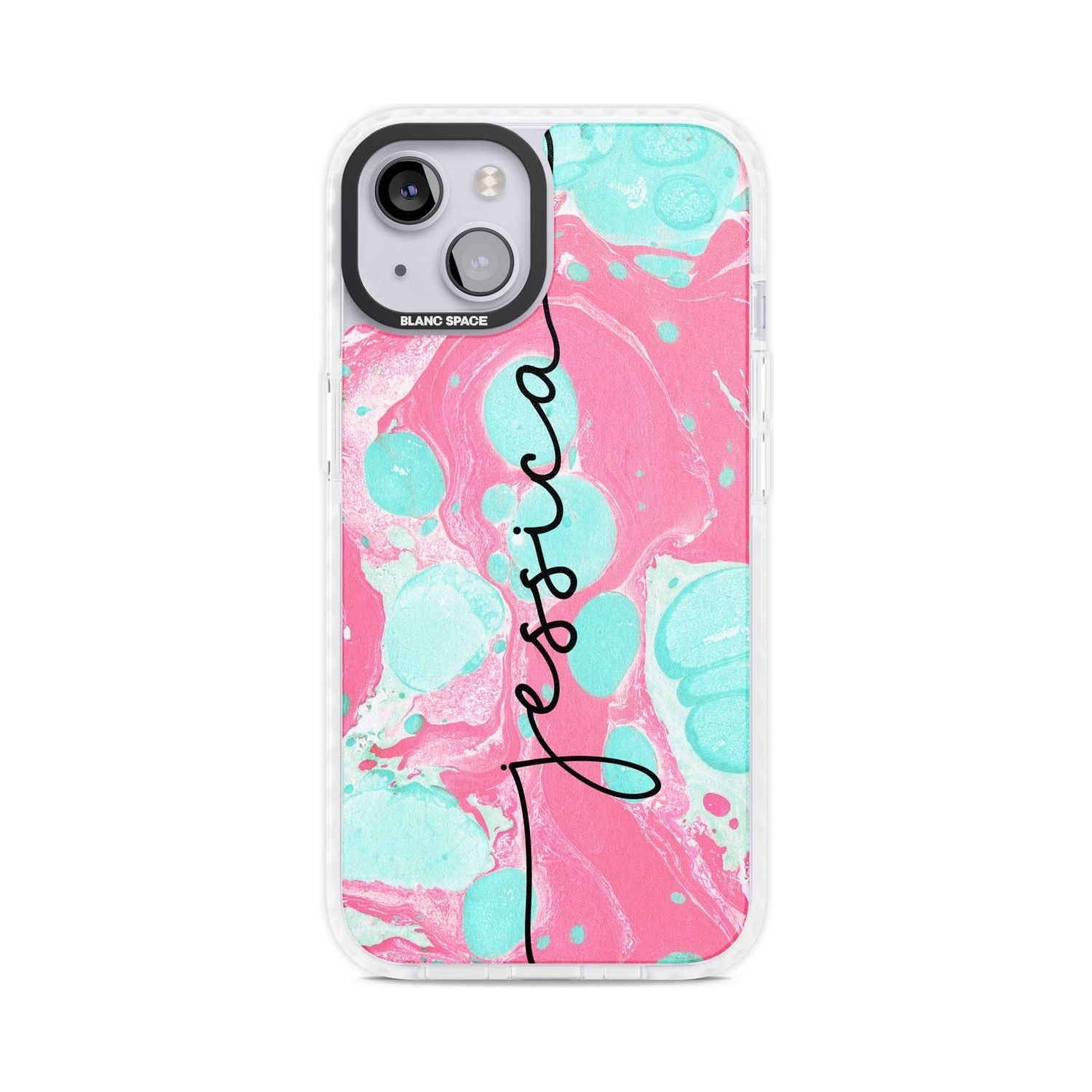 Personalised Turquoise & Pink - Marbled Custom Phone Case iPhone 15 Plus / Magsafe Impact Case,iPhone 15 / Magsafe Impact Case Blanc Space
