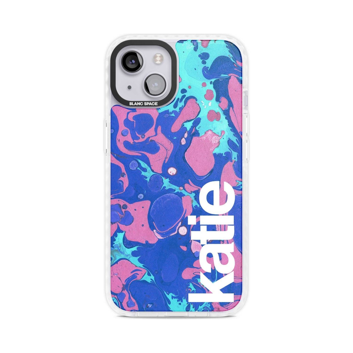 Personalised Navy, Turquoise + Purple - Marbled Custom Phone Case iPhone 15 Plus / Magsafe Impact Case,iPhone 15 / Magsafe Impact Case Blanc Space