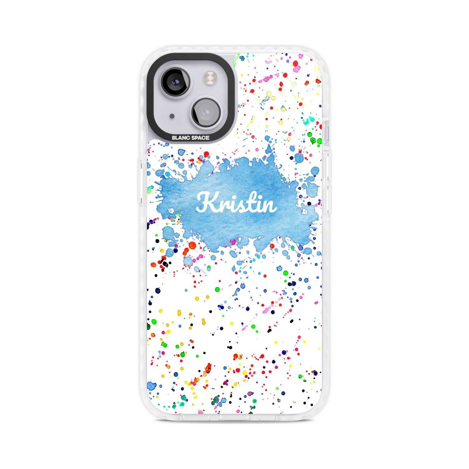 Personalised Rainbow Paint Splatter Custom Phone Case iPhone 15 Plus / Magsafe Impact Case,iPhone 15 / Magsafe Impact Case Blanc Space