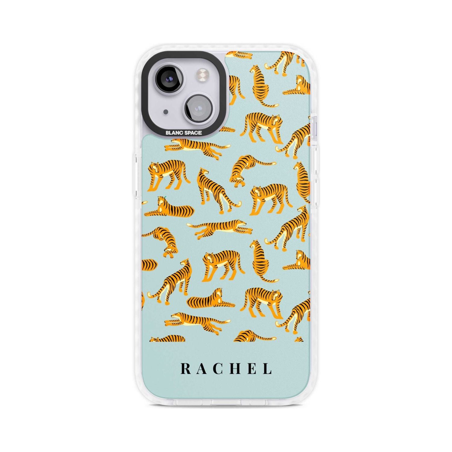 Personalised Tiger Pattern: Turquoise Blue Custom Phone Case iPhone 15 Plus / Magsafe Impact Case,iPhone 15 / Magsafe Impact Case Blanc Space