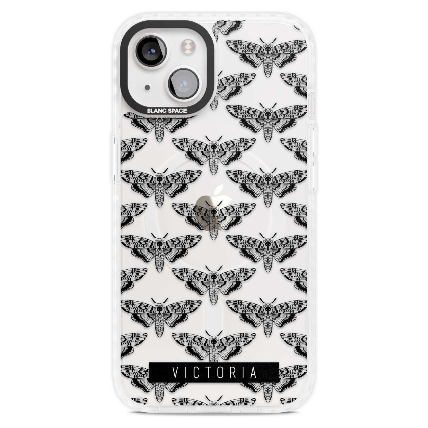 Personalised Hawk Moth Pattern Custom Phone Case iPhone 15 Plus / Magsafe Impact Case,iPhone 15 / Magsafe Impact Case Blanc Space