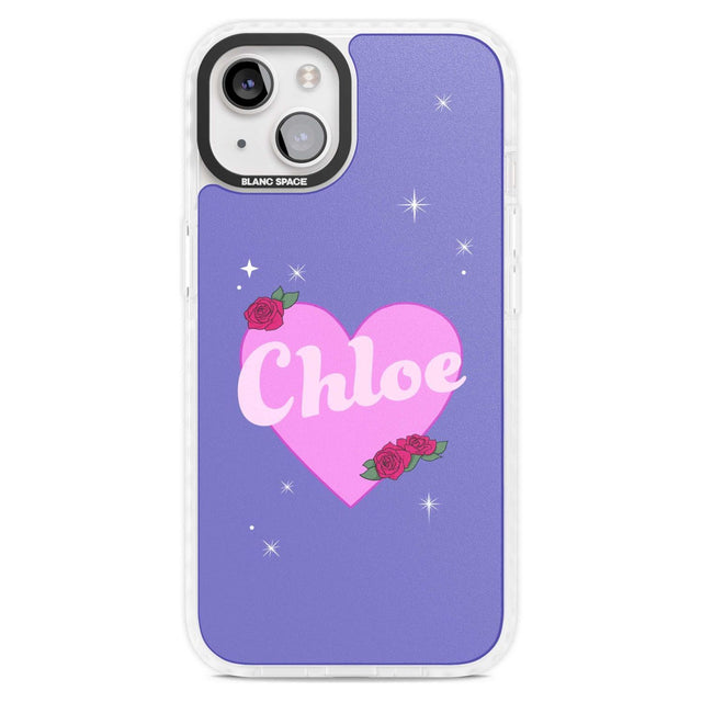 Personalised Glamorous Love Heart Custom Phone Case iPhone 15 Plus / Magsafe Impact Case,iPhone 15 / Magsafe Impact Case Blanc Space
