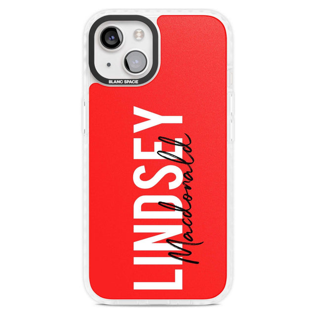 Personalised Bold Name: Red Custom Phone Case iPhone 15 Plus / Magsafe Impact Case,iPhone 15 / Magsafe Impact Case Blanc Space