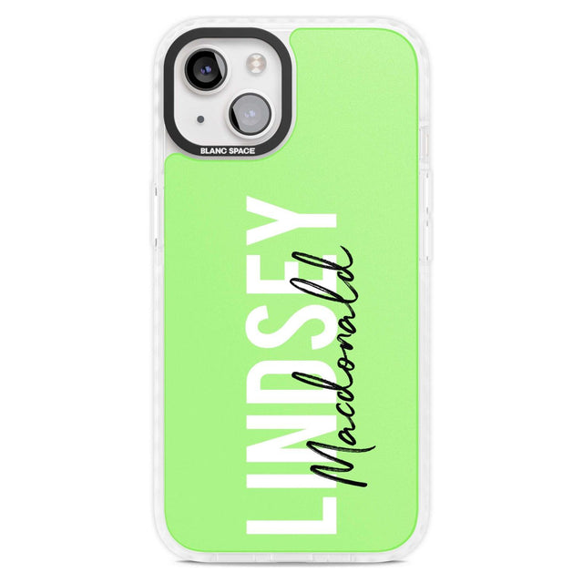 Personalised Bold Name: Lime Custom Phone Case iPhone 15 Plus / Magsafe Impact Case,iPhone 15 / Magsafe Impact Case Blanc Space