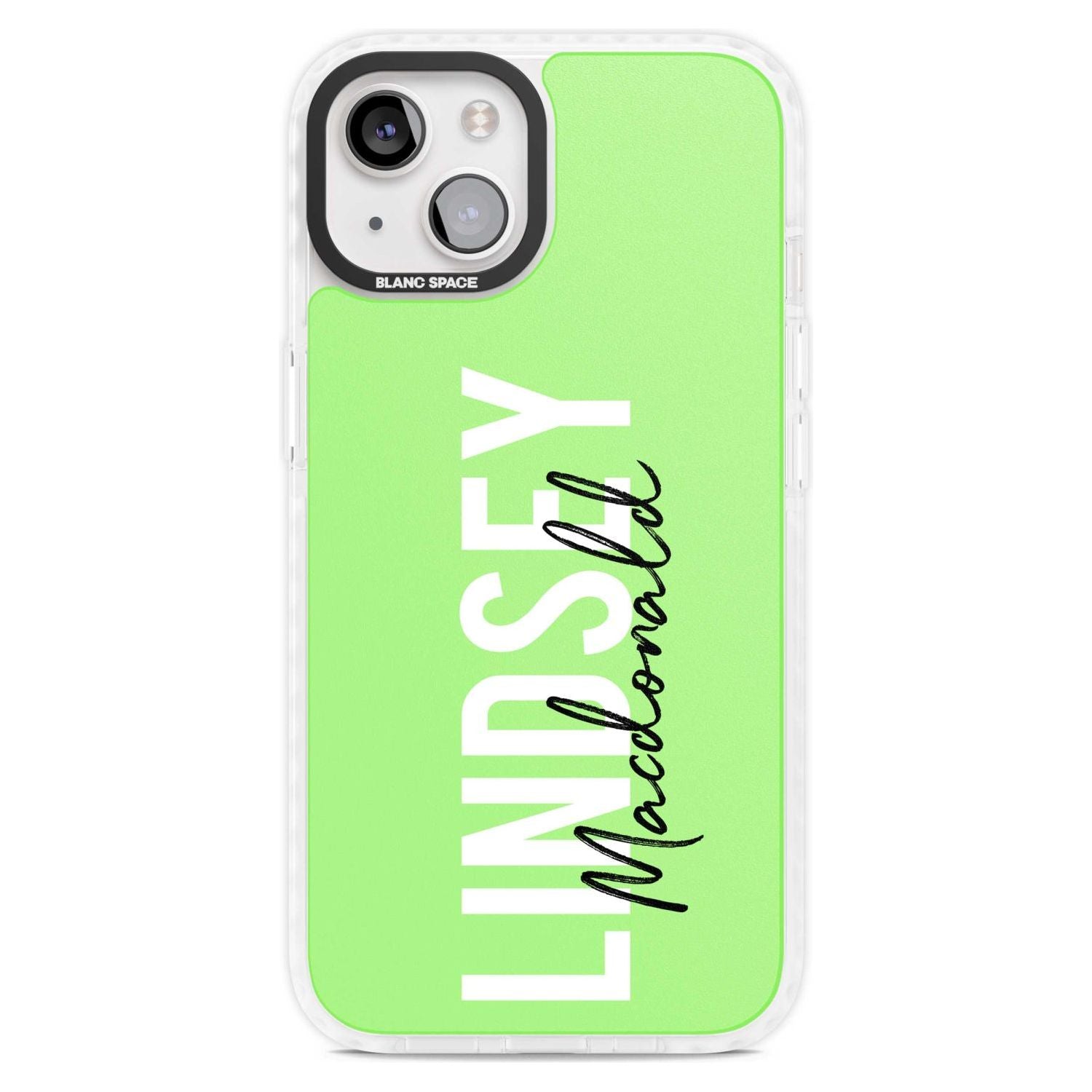 Personalised Bold Name: Lime Custom Phone Case iPhone 15 Plus / Magsafe Impact Case,iPhone 15 / Magsafe Impact Case Blanc Space