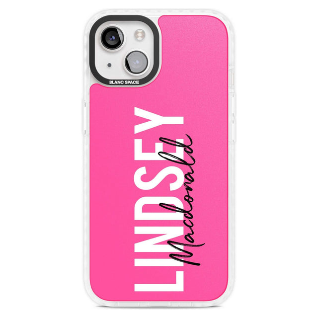 Personalised Bold Name: Pink Custom Phone Case iPhone 15 Plus / Magsafe Impact Case,iPhone 15 / Magsafe Impact Case Blanc Space