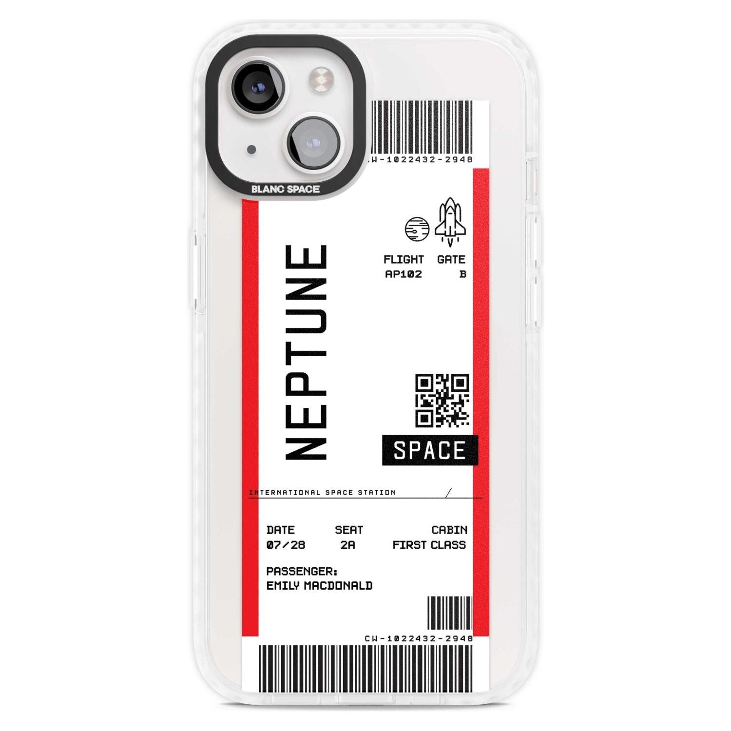 Personalised Neptune Space Travel Ticket Custom Phone Case iPhone 15 Plus / Magsafe Impact Case,iPhone 15 / Magsafe Impact Case Blanc Space