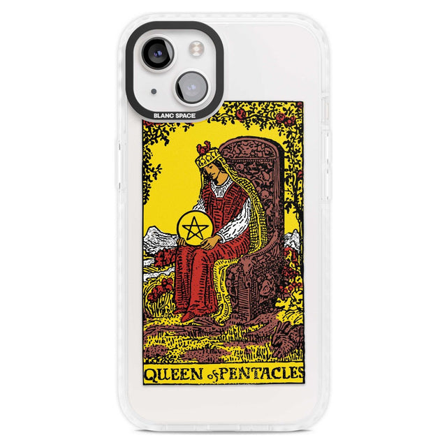 Personalised Queen of Pentacles Tarot Card - Colour Phone Case iPhone 15 Plus / Magsafe Impact Case,iPhone 15 / Magsafe Impact Case Blanc Space