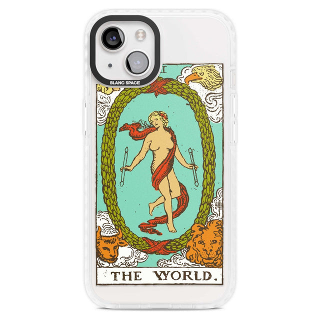 Personalised The World Tarot Card - Colour Custom Phone Case iPhone 15 Plus / Magsafe Impact Case,iPhone 15 / Magsafe Impact Case Blanc Space