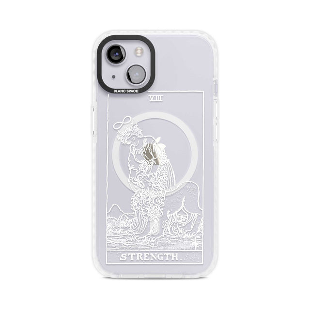 Personalised Strength Tarot Card - White Transparent Custom Phone Case iPhone 15 Plus / Magsafe Impact Case,iPhone 15 / Magsafe Impact Case Blanc Space